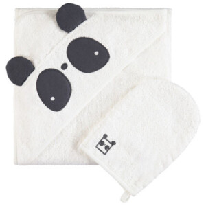 Bath cape and washcloth Ethnic animals panda or fox - Prémaman