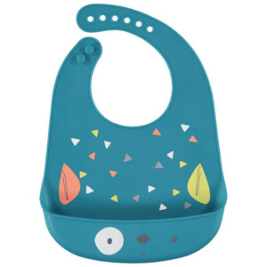 Silicone bib with little monster pattern - Blue - Prémaman