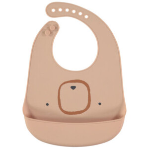 Silicone bib with bear print - Brown - Prémaman