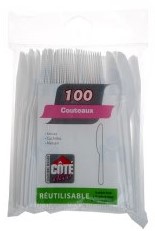 White plastic knives x100 pieces - CÔTE DÉCO