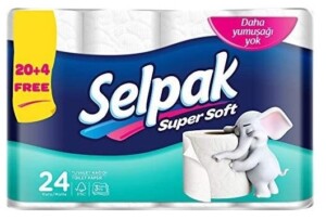 Super soft white toilet paper 3 ply x24pcs - SELPAK